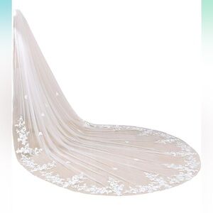 EllieHouse 1 Tier Cathedral 3M (118 in) Ivory Floral Lace Wedding Veil